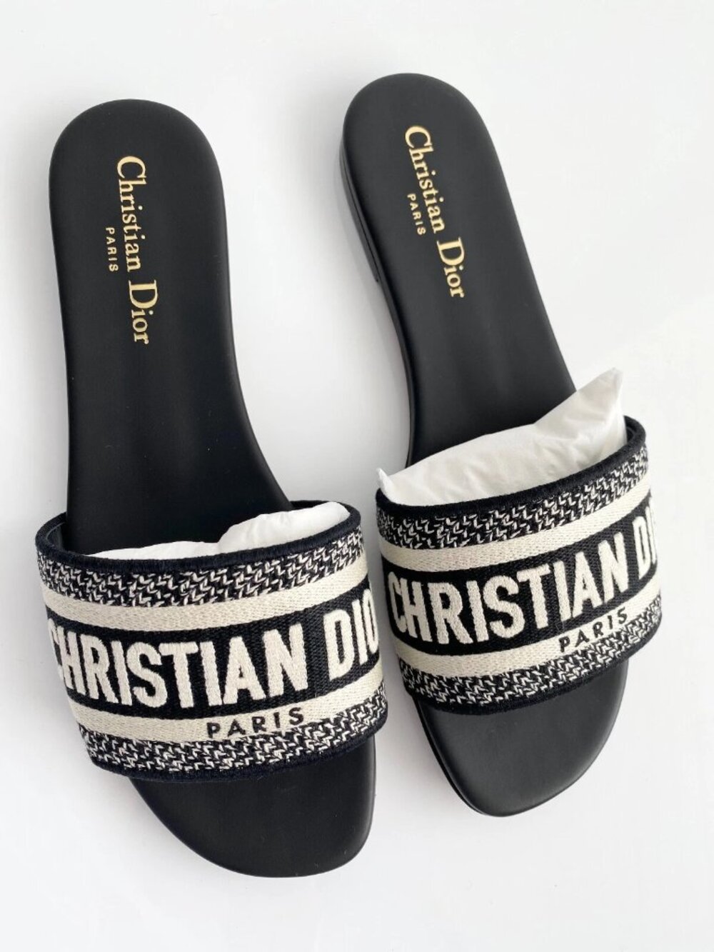 Christian Dior Sparkly Dway Slide Black Sandals - Picture 4 of 12